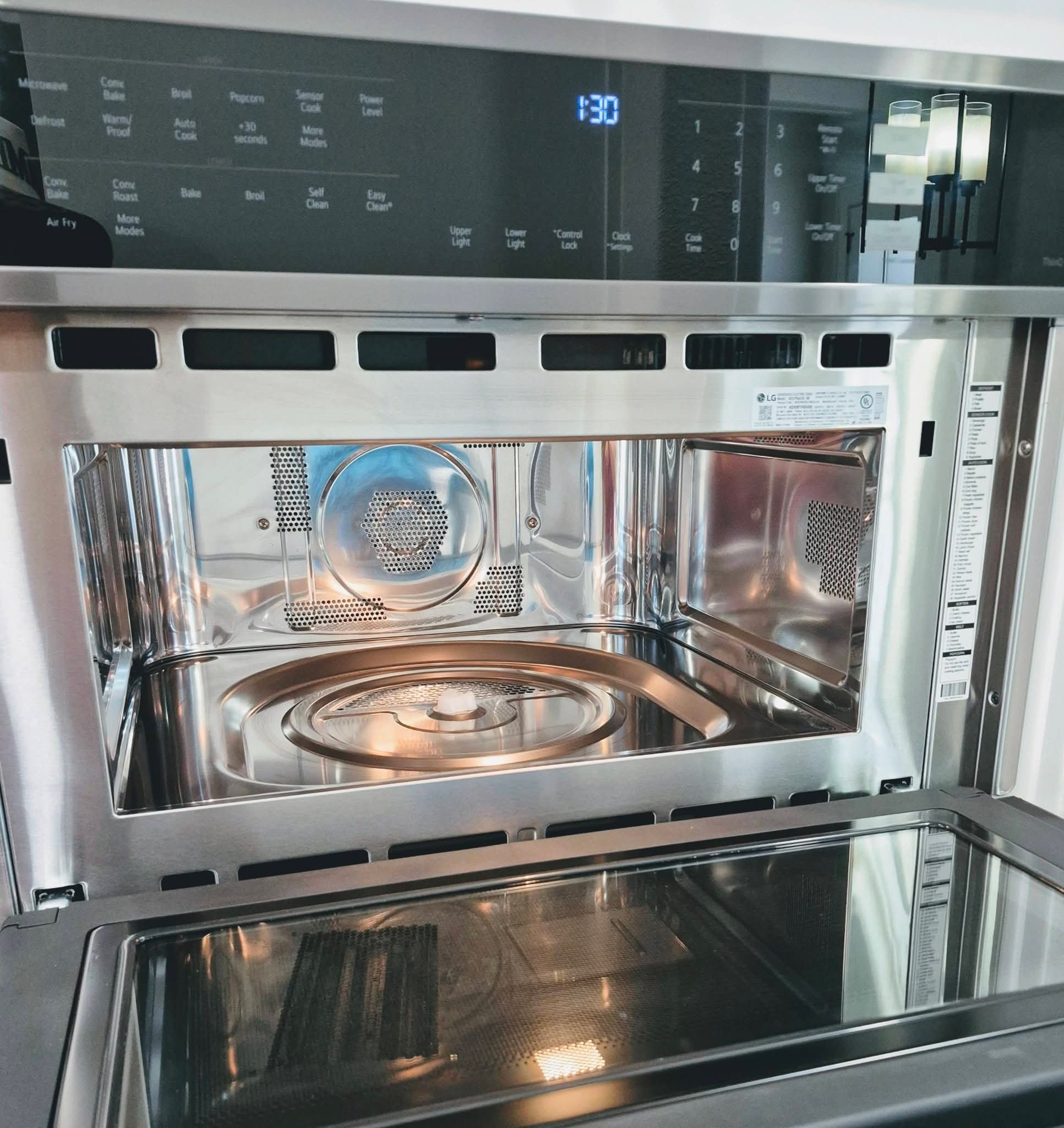 Spotlessly clean microwave interior after professional cleaning